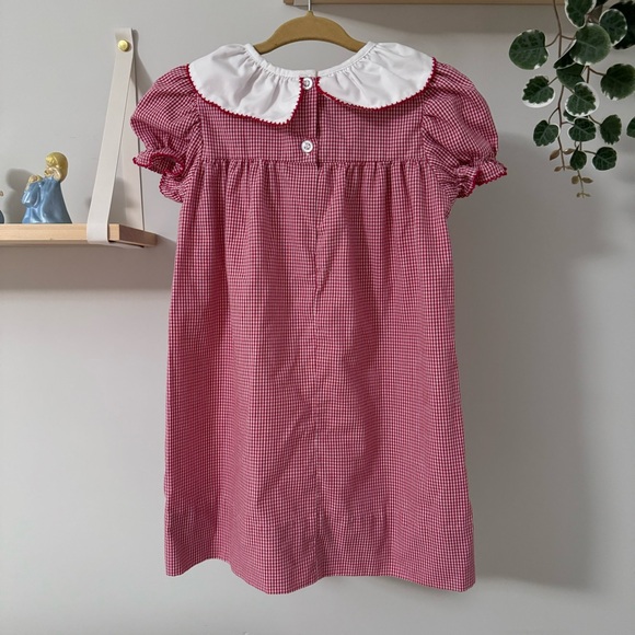Santa Face Embriored Smocked Windowpane Dress 2T - Picture 4 of 5